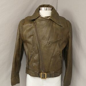 Old Schott Men's Leather Jacket Distressed Vintage Sz 46 Aviator Style Brown